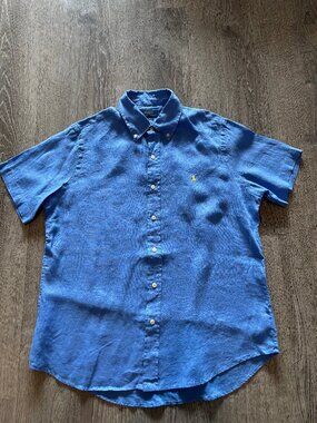 Ralph Lauren Men's Linen Blue shirt Size M